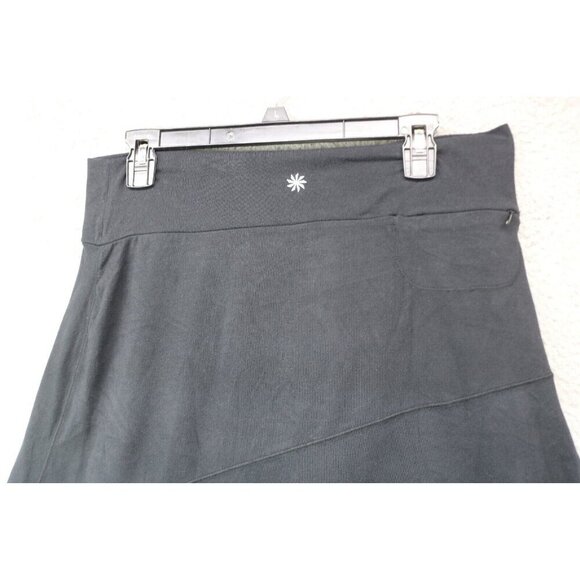 Athleta Black Faux Wrap Pull On Skirt-Size Medium-Back Zip Pocket - Picture 8 of 10